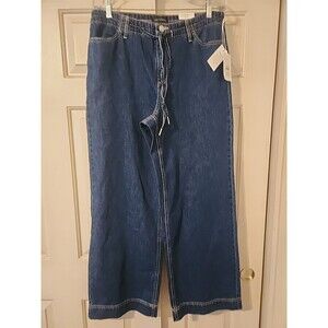 Free Assembly Mid Rise Tie Waist Relaxed Jeans Blue Size 2 Denim Paperbag